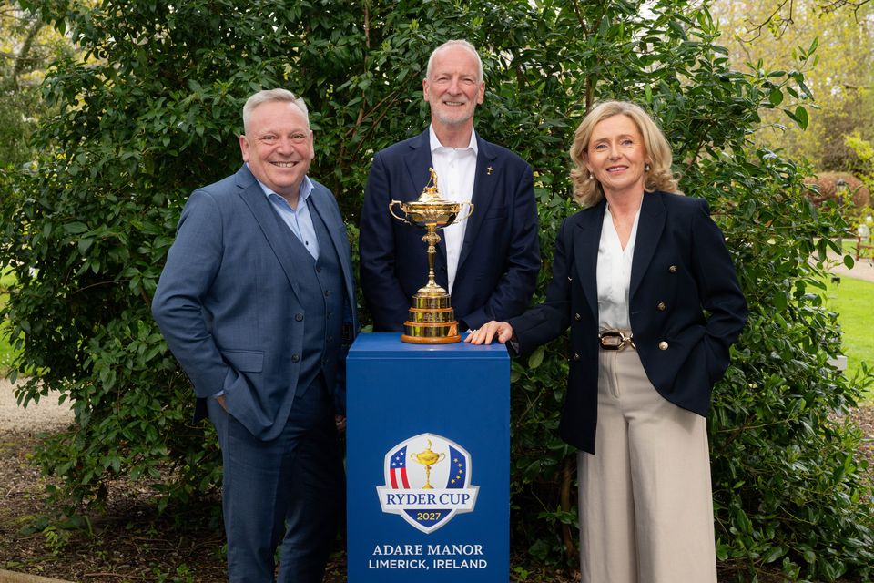Musgrave CEO Noel Keeley, European Tour senior commercial director David Brookes and Musgrave director of corporate affairs Edel Clancy. Photo: Sally MacMonagle
